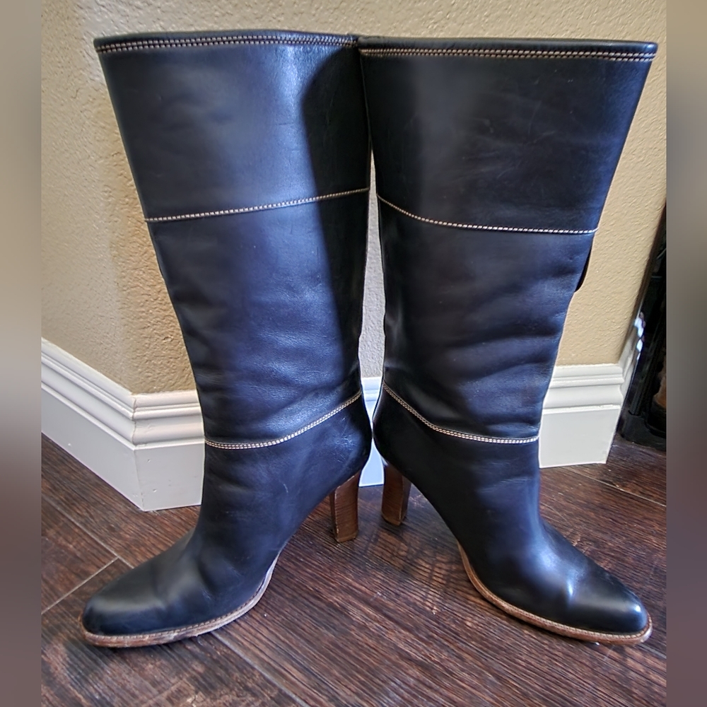 Coach Rory Black Leather Boots, Size 10 - Picture 3 of 12